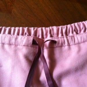 Drawstring and waistband close up