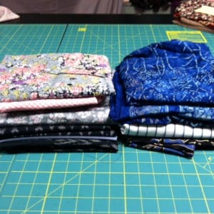 See the striped fabric in this pile of Shirt fabric.