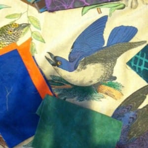 A bird with Cherrywood fabric.