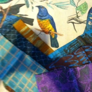 A bird with some of the Marcie Dearse Fabric.