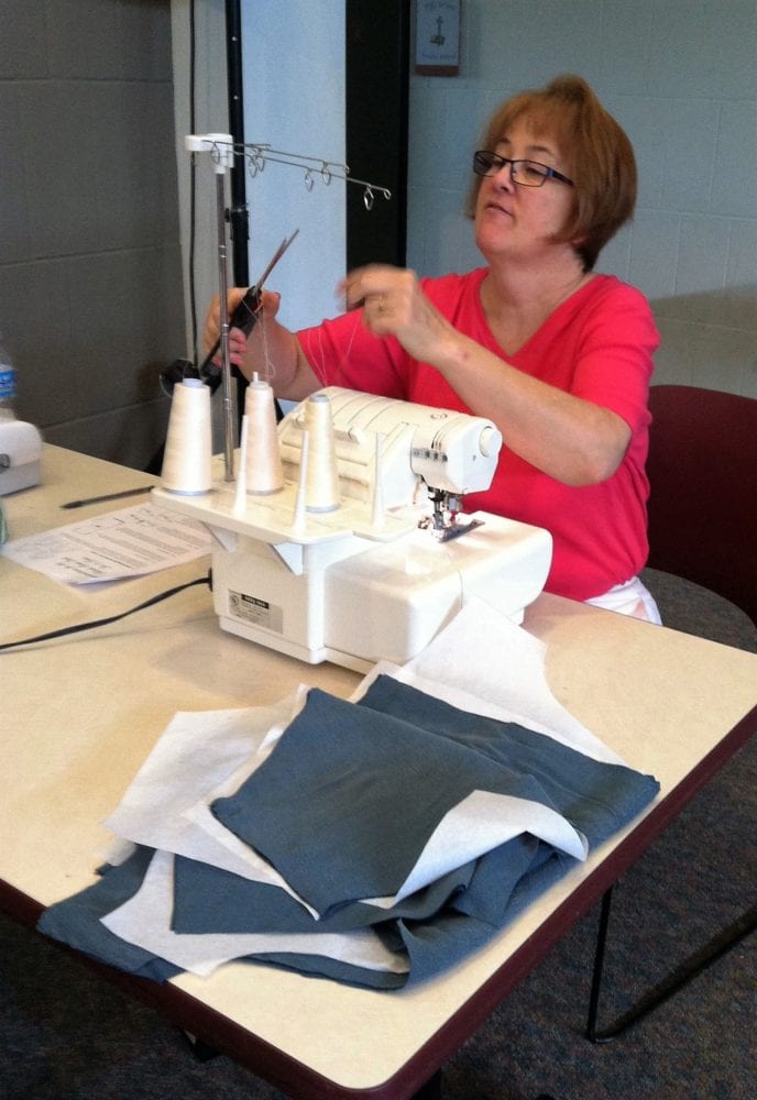 Cheryl Kirk at a FfA pattern testing event at Woodbrook.