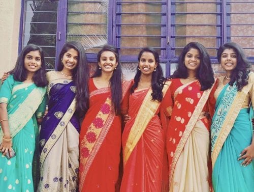 Shanti Bhavan 2018 graduates in saris