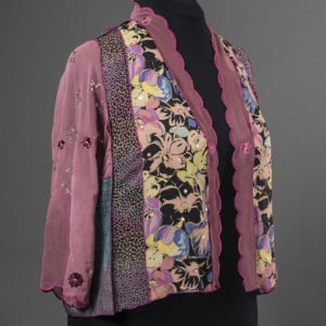 Strip pieced jacket in sheer silks