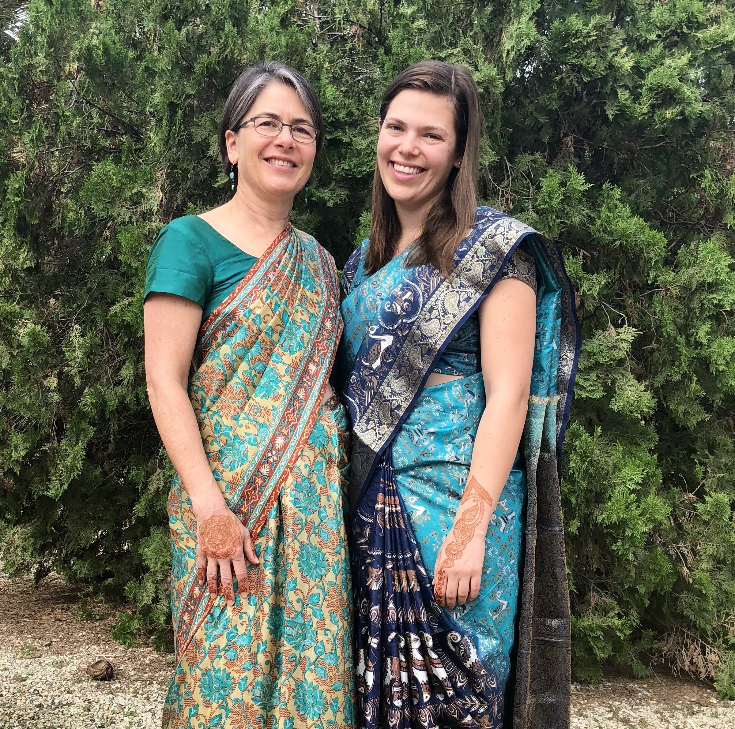 Carrie and Meg in Saris