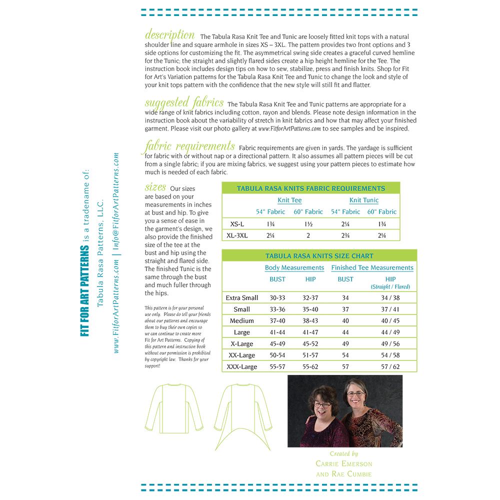 Tabula Rasa Patterns Tabula Rasa Knit Tee & Tunic - Fit For Art Patterns