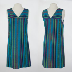 Striped Crossover V Dress